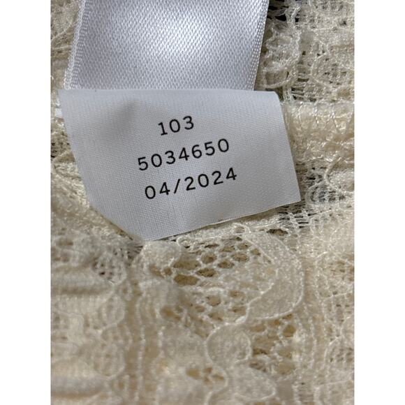 1.State Stretch Lace Crew Neck T-shirt In New Ivory Size XL Short Sleeves Sheer - Picture 7 of 7